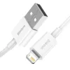 „Baseus CALYS-A02“ mobiliojo telefono laidas, baltas, 1 m, USB A / Lightning