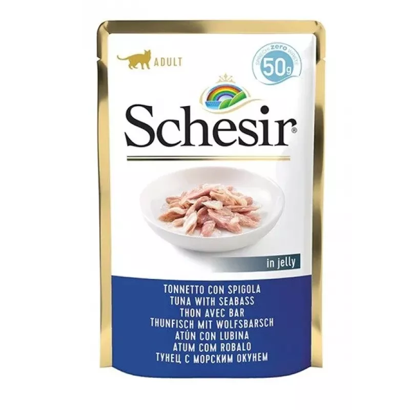 Šlapias kačių maistas Schesir Single Dish Tunas su ešeriu 50 g pakelis