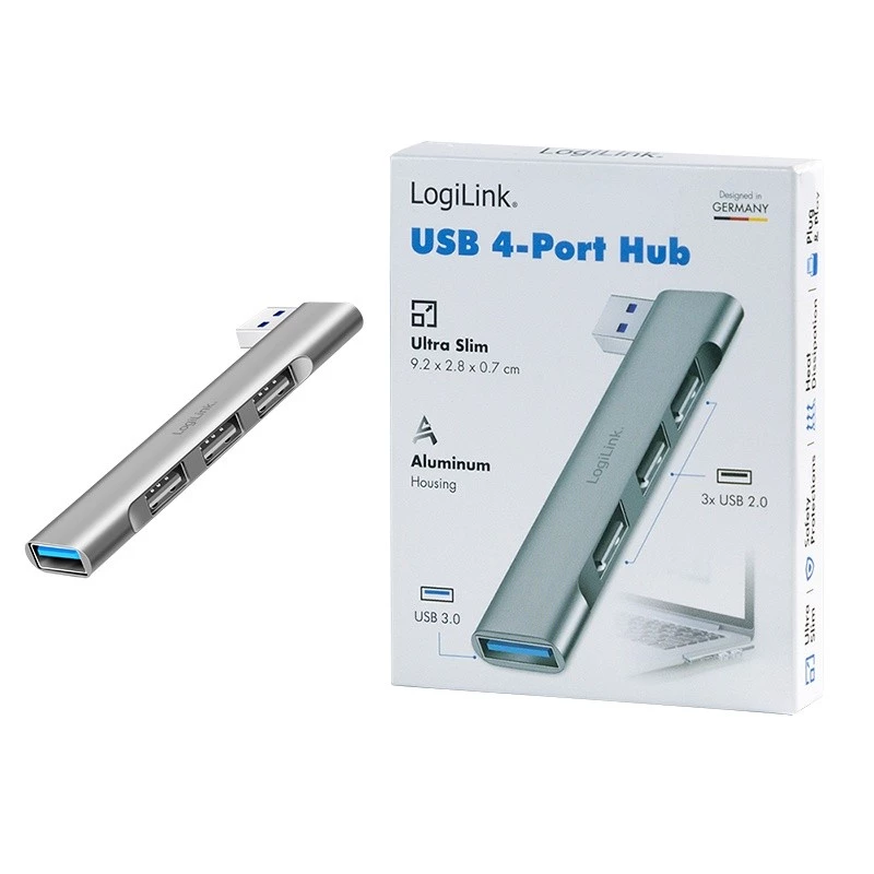 „LogiLink“ USB 3.2 Gen1 šakotuvas 4 prievadų USB-A 1x USB3.0 AF 3x USB2.0 AF UA0436