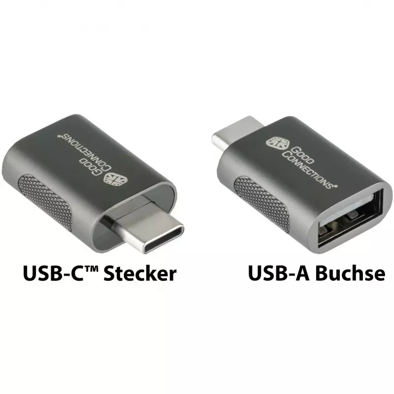 Good Connections adapteris USB 3.2 Gen.1 3.0 kištukas C į USB-A lizdą cinkuotas metalinis korpusas (USB-AD302)