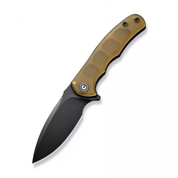 Sulankstomas peilis CIVIVI Mini Praxis Ultem Amber Juoda C18026C-5 — kompaktiškas EDC, Ultem rankenos plokštelės, lygi ašmenų briauna