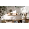 Plaukiojanti lentyna cama meble OVO 1300×200×150 mm ąžuolo/betono, medžio drožlių plokštė, montuojama ant sienos