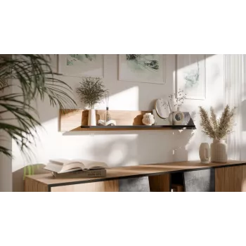 Plaukiojanti lentyna cama meble OVO 1300×200×150 mm ąžuolo/betono, medžio drožlių plokštė, montuojama ant sienos