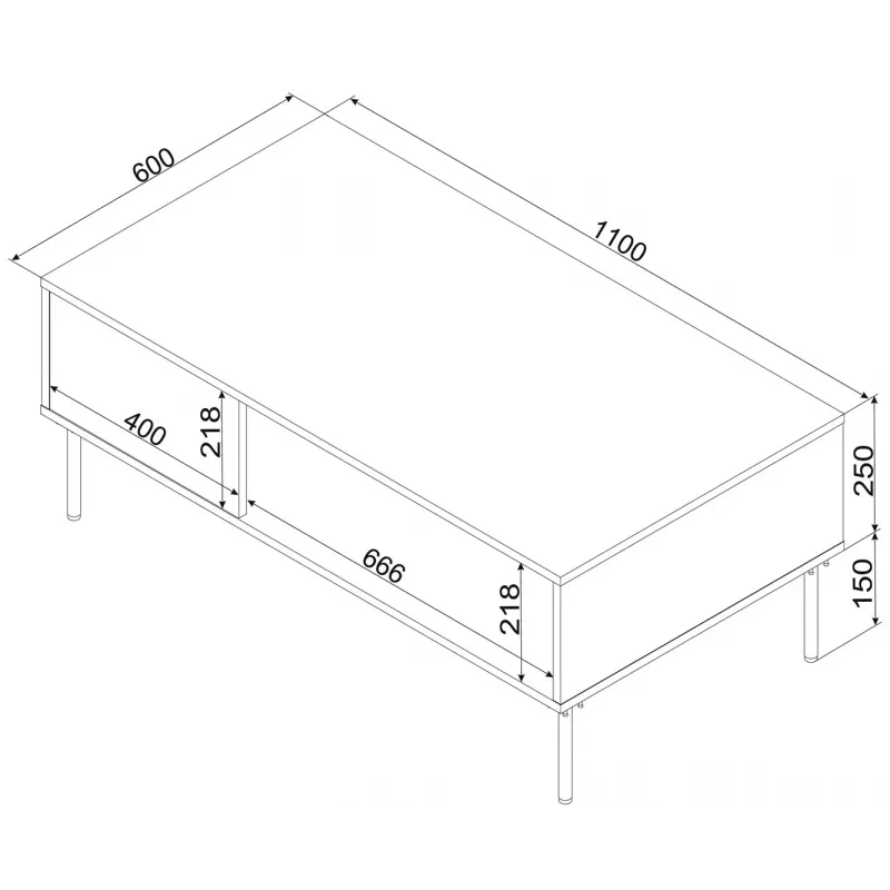 Cama TRESSE suolas / staliukas 110x60x40 matinis žalias