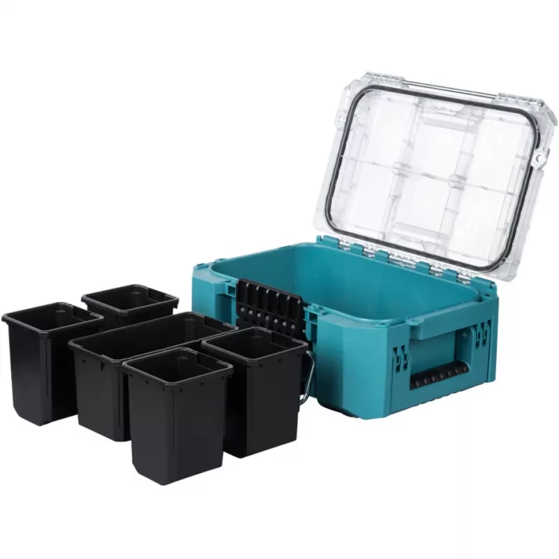 MAKTRAK Organizer compact , įrankių dėžė mėlyna/permatoma, permatomas dangtis