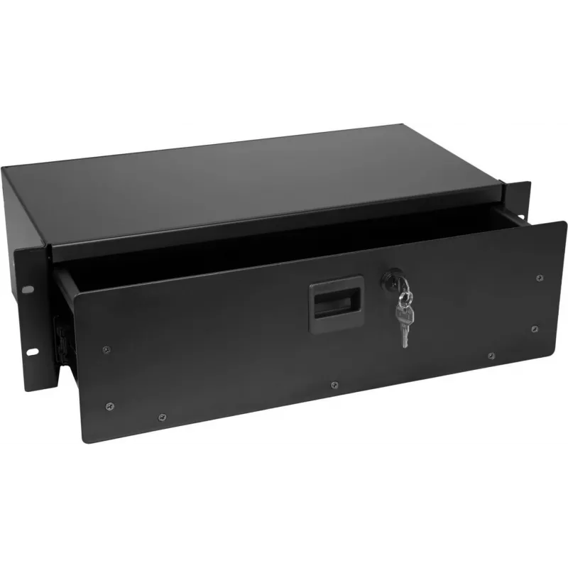 Rack drawer Omnitronic SN-3 3U with lock — 3U rack-mounted storage drawer by Omnitronic