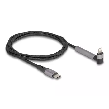 USB Type-C – Lightning įkrovimo ir duomenų laidas su kampuota jungtimi ir stovo funkcija, DELOCK 1,5 m, 9 V 3 A (MFi)