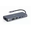 Gembird A-CM-COMBO7-01 nešiojamojo kompiuterio dokas / prievadų replikatorius USB 3.2 Gen 1 Type-A pilkas