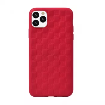 Minkštas dėklas Devia Woven2, skirtas iPhone 11 Pro, austos tekstūros apsauginis dangtelis, raudonas