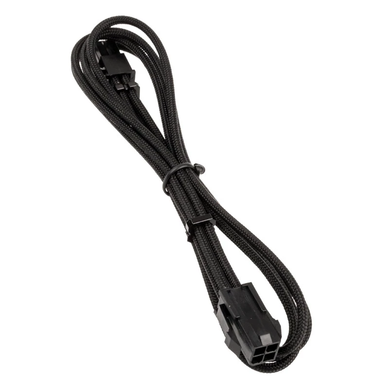 BitFenix Alchemy 4 kontaktų ATX12V ilginamasis kabelis, 45 cm, su apvalkalu - juodas