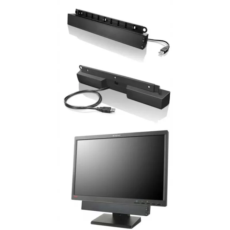 Lenovo USB garso juosta, juoda, 2.0 kanalai, 2,5 W