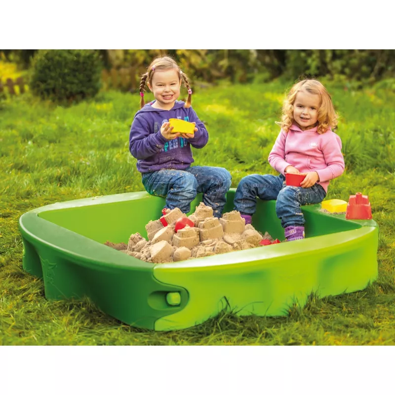 Smėlio dėžė Simba‑Dickie BIG 800056733, plastikinė, 1380×1380 mm, įmontuoti suolai, žalia