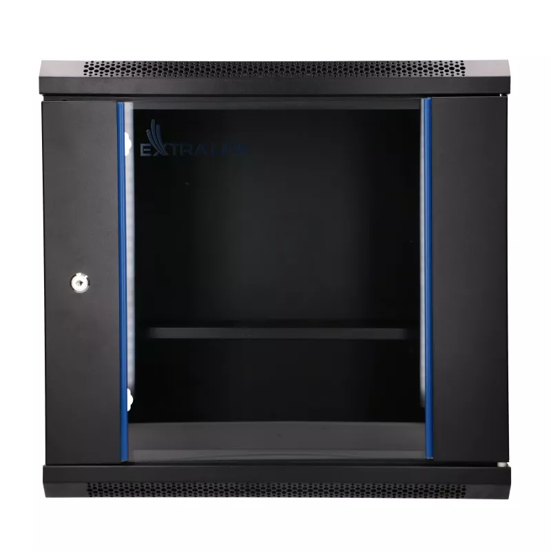 EXTRALINK LITE 9U 530X400 SIENINĖ RACK STOVO SPINTA JUODA SU LENTYNA