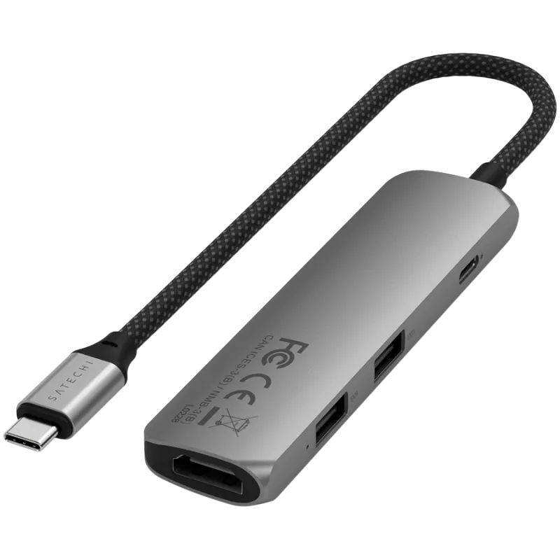 Satechi ST-P4SM sąsajos šakotuvas USB Type-C 10000 Mbit/s Pilka