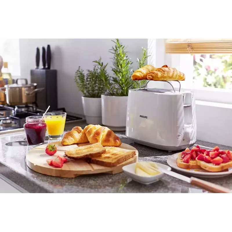 Skrudintuvas „Philips Daily Collection“ HD2581/00 — 2 riekėms, 830 W, 8 skrudinimo lygiai, baltas