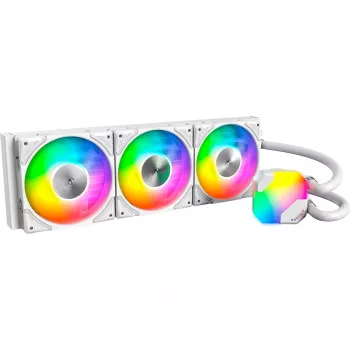 360mm radiatorius Montech HyperFlow ARGB 360 baltas — 360mm skysčio aušinimo radiatorius asmeniniam kompiuteriui
