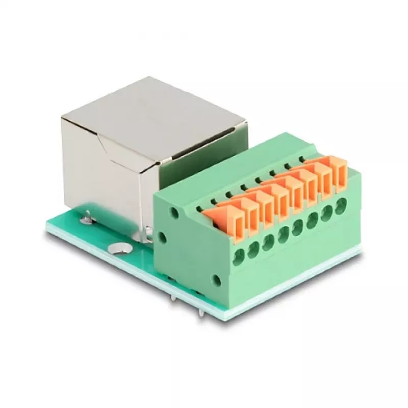 „DeLOCK 90652“ kabelių adapteris RJ45 8 kontaktų gnybtų blokas žalias sidabrinis