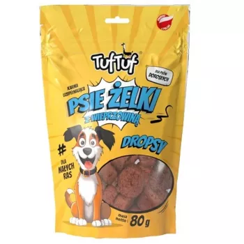 Šunų skanėstai TufTuf TUF Dog Gummies Pork Drops 80 g — kiaulienos skonio dresūros kramtukai, be grūdų, be glitimo