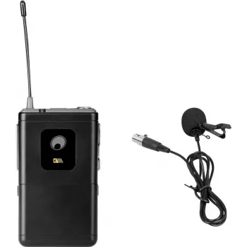 Peteličinis mikrofonas Omnitronic UHF-E serija 828,6 MHz, prisegamas peteličinis mikrofonas, visakryptė kapsulė