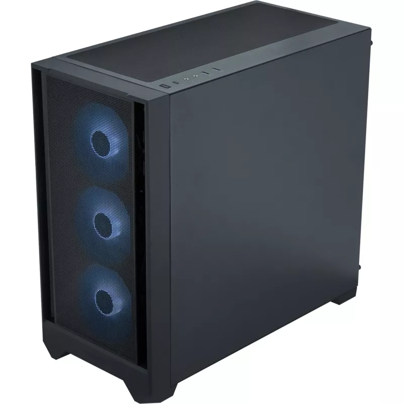 PC korpusas Silentware Flow 110 A-RGB Juoda — midi bokštas, grūdinto stiklo šoninis dangtis