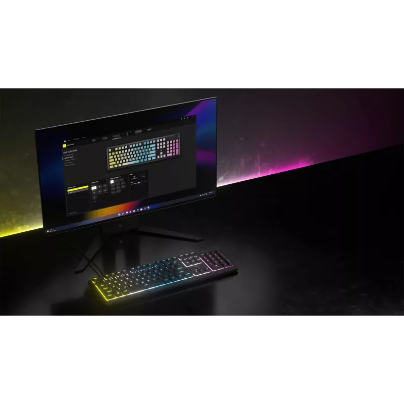 Corsair K55 CORE RGB klaviatūra, skirta žaidimams, USB, QWERTZ, vokiška, juoda