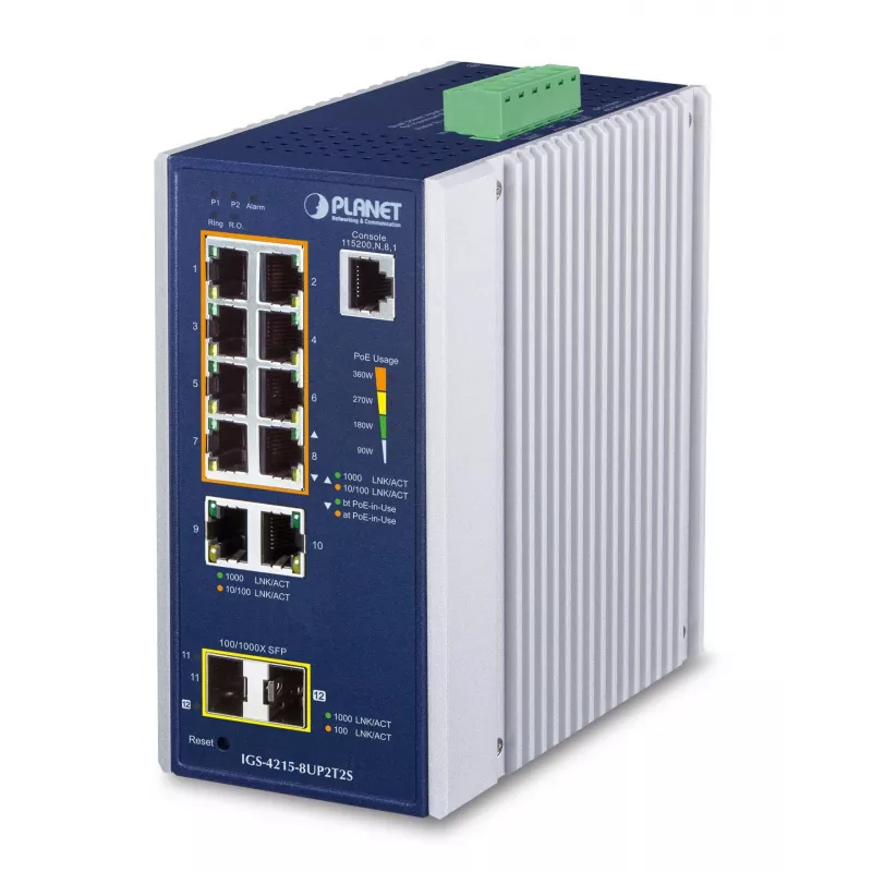 Valdomas komutatorius PLANET IGS-4215-8UP2T2S L2/L4 Gigabit Ethernet PoE 10 prievadų