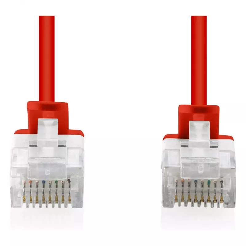 komutacinis kabelis DIGITUS CAT6 U-UTP plonas, 3 m, raudonas, pakuotėje 10 vnt.