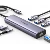Ugreen 15598 USB 3.2 Gen 1 Type-C šakotuvas HDMI RJ-45 USB 3.0 Sidabrinis