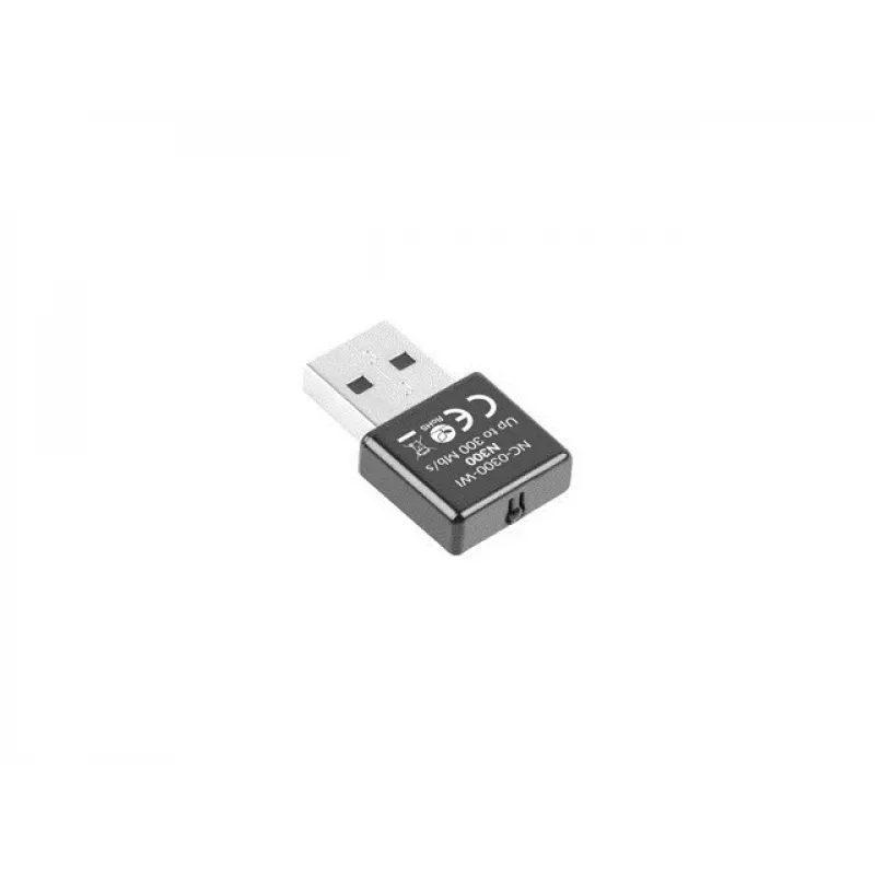 USB belaidis tinklo adapteris LANBERG NC-0300-WI, 2x vidinės antenos 2 dBi, USB 2.0, iki 2400 Mbit/s, juoda