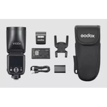 Compact flash Godox V100 Juoda 1.7s recycle time baterija powered