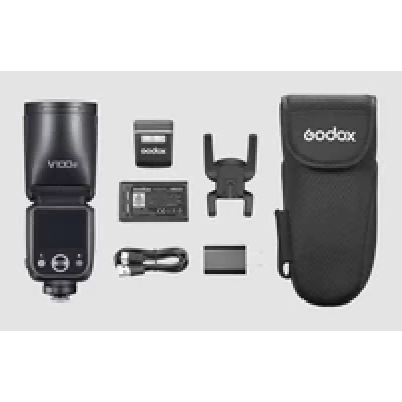 Compact flash Godox V100 Juoda 1.7s recycle time baterija powered