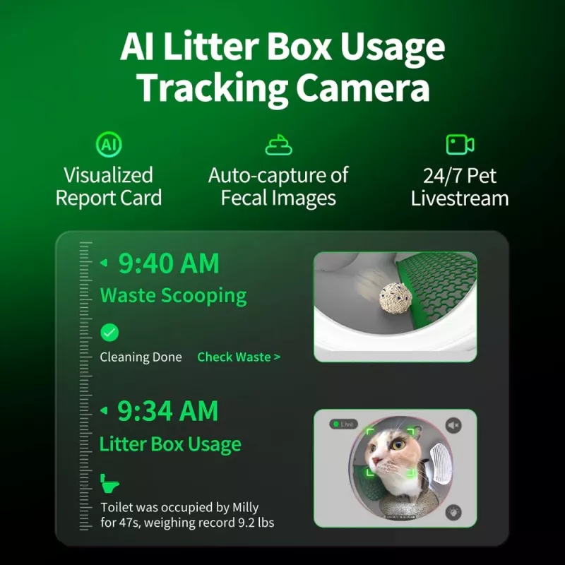 Atviras kačių tualetas PETKIT Purobot Max Pro — Baltas, 657×538×603 mm, 12 V adapteris