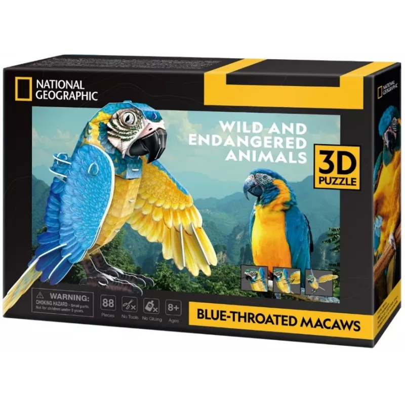 3D Puzzle cubicfun Mėlynagurklės aros, 88 vnt., modelis 306-DS1097H
