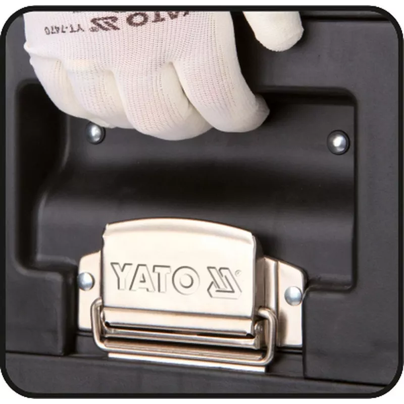 Įrankių dėžė YATO YT-09107 metalinė 495x252x180 mm, juoda/raudona, 6 kg, 2 skyriai, užrakinama