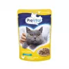 Šlapias kačių ėdalas PREVITAL Cat Food Mix 4 Flavors — vištiena, veršiena, lašiša, paukštiena, 96 x 100 g maišeliai (9,6 kg, suaugusioms katėms)