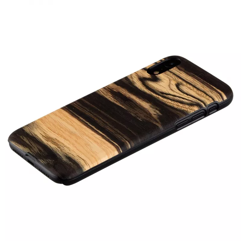 man and wood telefono dėklas, skirtas iPhone XR — baltos juodmedžio medinės nugarėlės, apsauginis apvalkalas