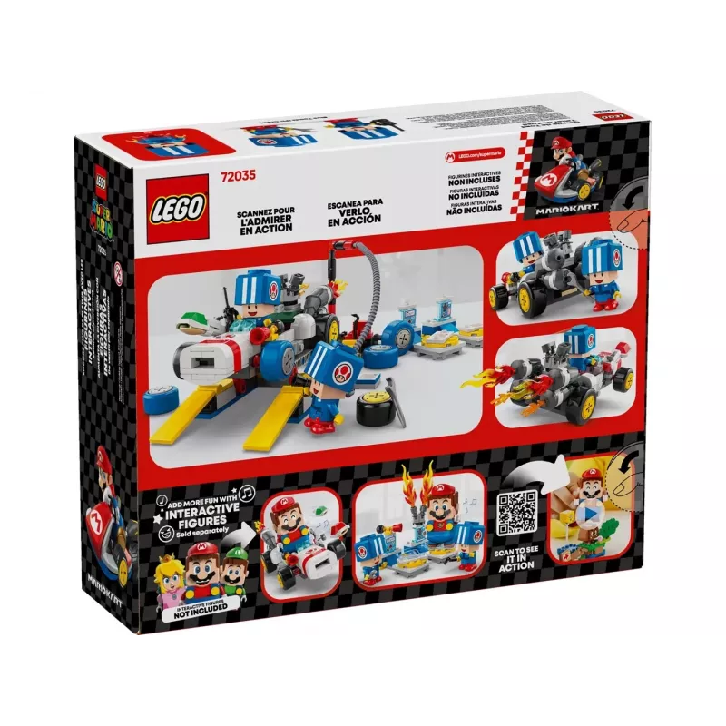 Konstrukcinis žaislas LEGO rinkinys 72035 Super Mario Mario Kart Toad's Workshop, interaktyvūs lygiai ir figūrėlės