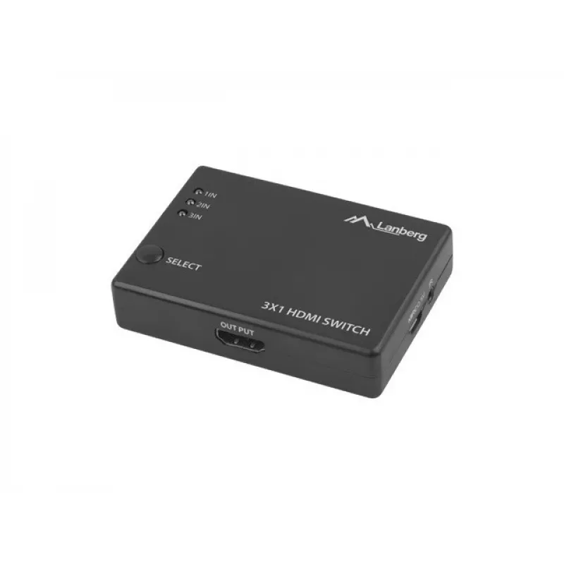 LANBERG vaizdo jungiklis 3x HDMI + micro USB prievadas