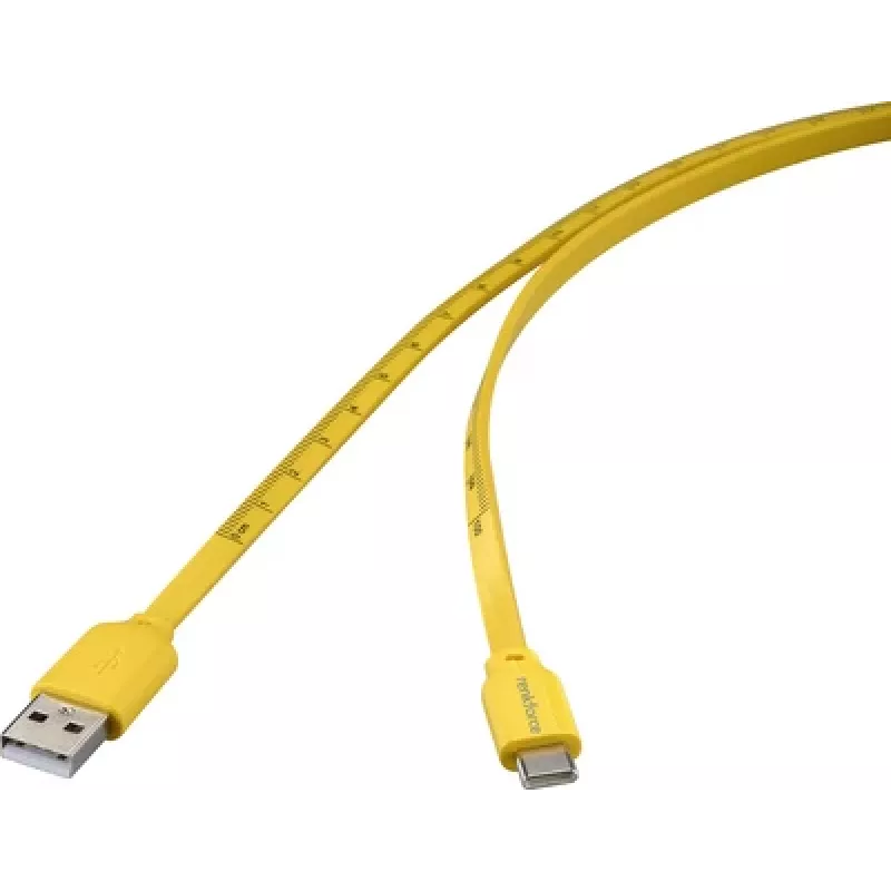 Renkforce USB kabelis USB 2.0 USB-C kištukas USB-A kištukas geltonas Mass-Aufdruck metrisch (RF-6721076)