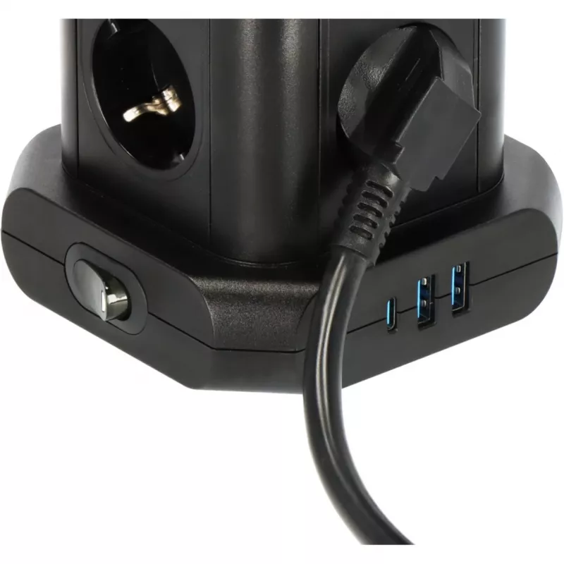 Maitinimo lizdų bokštas Brennenstuhl 1153560010 — 8 lizdai, 2×USB-A, 1×USB-C, juodas