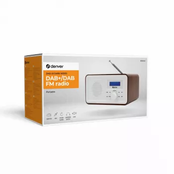 Radijas DENVER DAB-30DW DAB/FM stalo radijas su tamsaus medžio apdaila