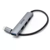 USB-C šakotuvas Unitek H1208B — 1x USB-A 5 Gbps, 3x USB-A 2.0, USB-C priegloba, aliuminio korpusas, 0,20 m laidas