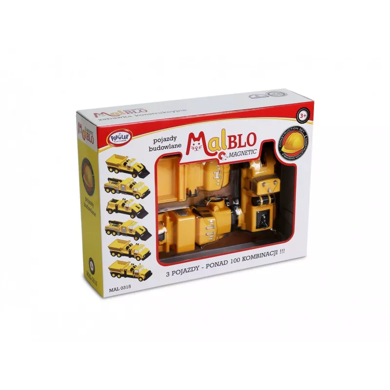 Transporto priemonių rinkinys Popular Playthings Mix or Match Vehicles Construction Juoda Geltona