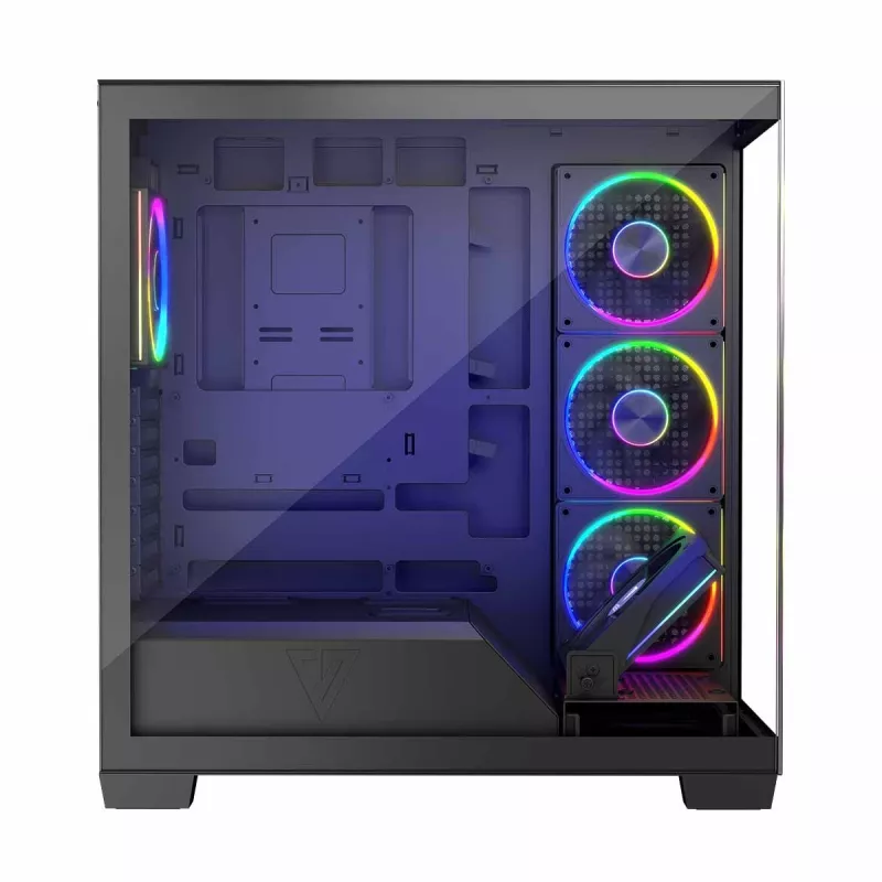 PC korpusas MODECOM Volcano Stellar 5F ATX Midi Tower, grūdintas stiklas, 5 iš anksto sumontuoti ventiliatoriai, USB‑C, palaiko microATX/ATX, maks. GPU 420 mm, CPU aušintuvo aukštis 175 mm