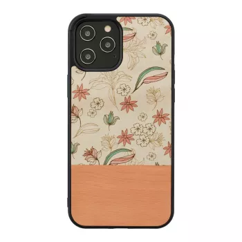 man and wood apsauginis telefono dėklas, skirtas iPhone 12 Pro Max — rožinė gėlė juodame fone