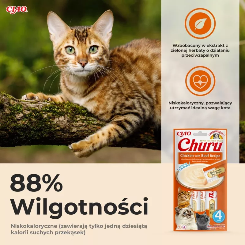 INABA Churu Chicken with Beef Recipe - kačių skanėstai - 4x14 g