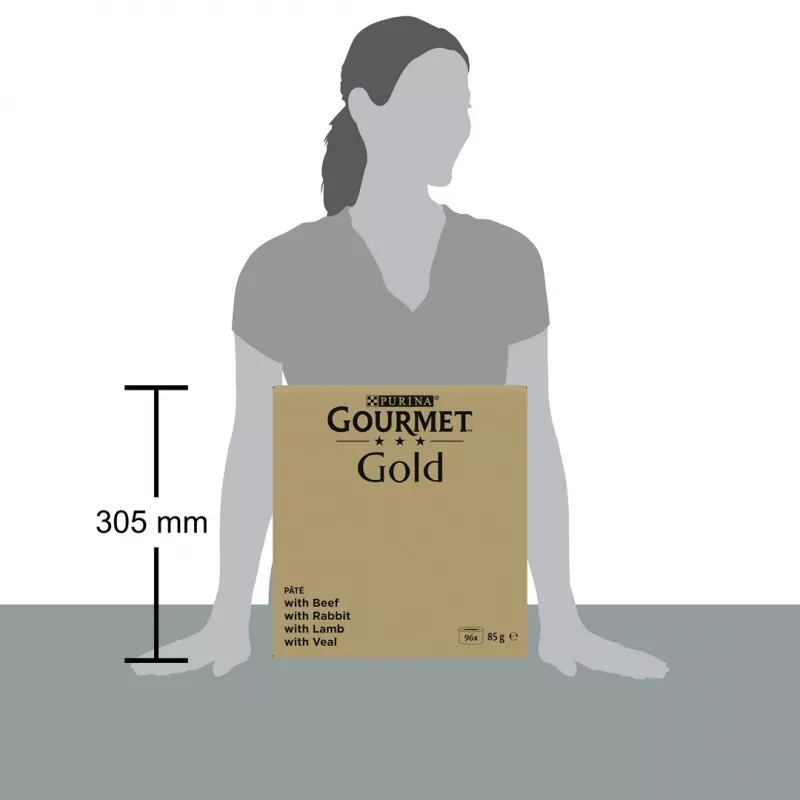 Šlapias kačių maistas Purina Nestlé GOURMET Gold Mus Mix — 96 x 85 g, 4 skoniai, suaugusios katės, 77,5 % drėgmės