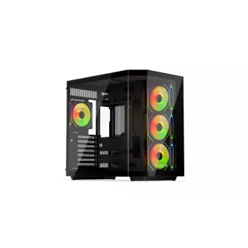 Kompiuterio korpuso bokštas KRUX Empero KRXD010, ATX, juodas – palaiko vaizdo plokštes iki 420 mm, CPU aušintuvus iki 155 mm, 2× 3,5 colio + 3× 2,5 colio lizdai