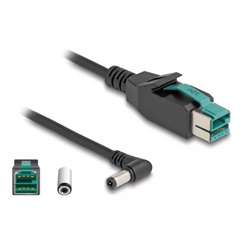 DeLOCK PoweredUSB laidas, USB kištukas 12 V į DC 5,5 x 2,5 mm kištuką kampuotas, 1 m