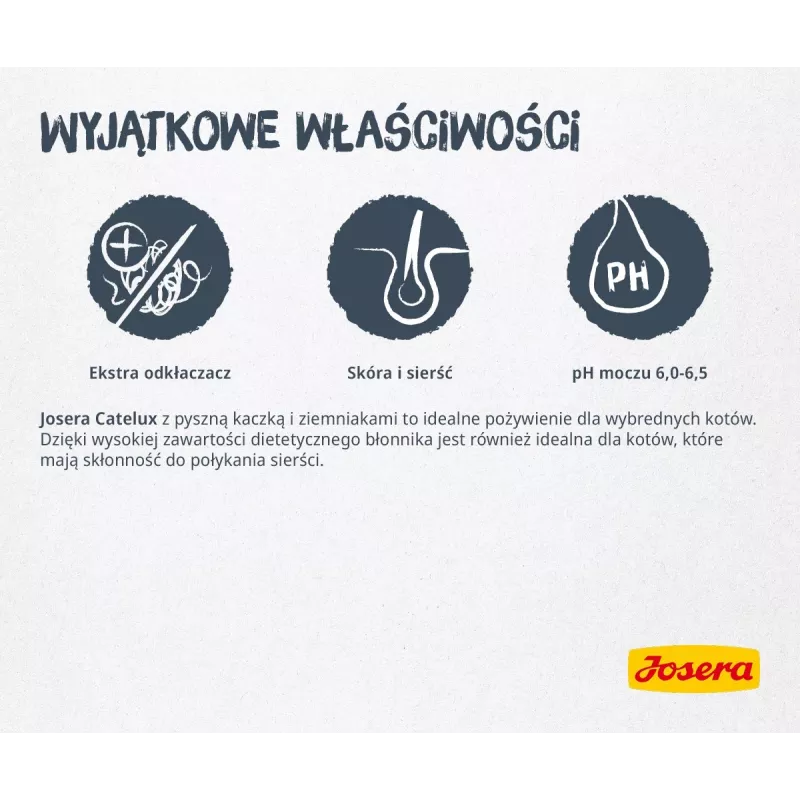 Sausas kačių maistas JOSERA Catelux Adult Duck Poultry 2 kg — sausas maistas, 32 % baltymų, 20 % riebalų
